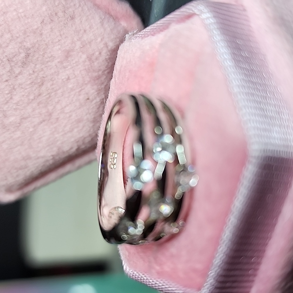 Pretty Sterling Silver & CZ Band Ring - Picture 7 of 10